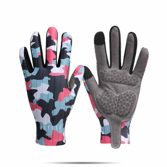 Par de guantes largos Mcycle camuflados rosados y celestes