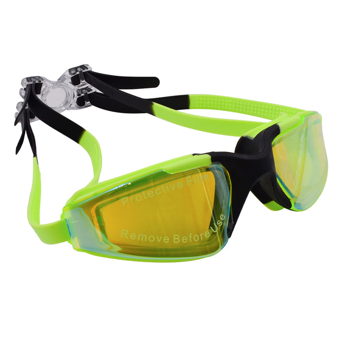 Lentes de natación Phoenix MC823 verde y negro con mica espejada