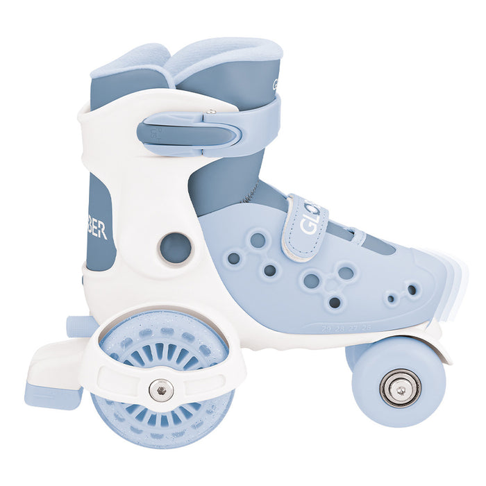 Patín quad infantil ajustable Globber Asch azul, vista lateral