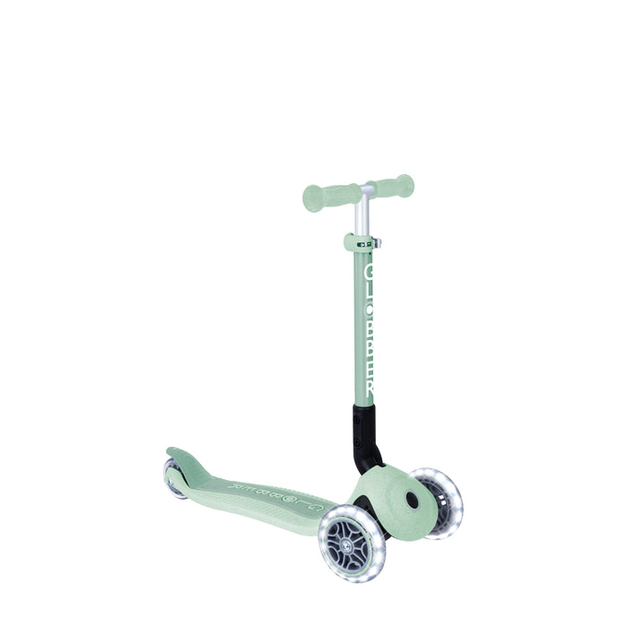 Scooter 3 ruedas Globber Ecológico con luces plegable, niños, pistacho