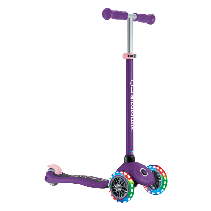 Scooter infantil Globber Primo Lights morado con ruedas iluminadas
