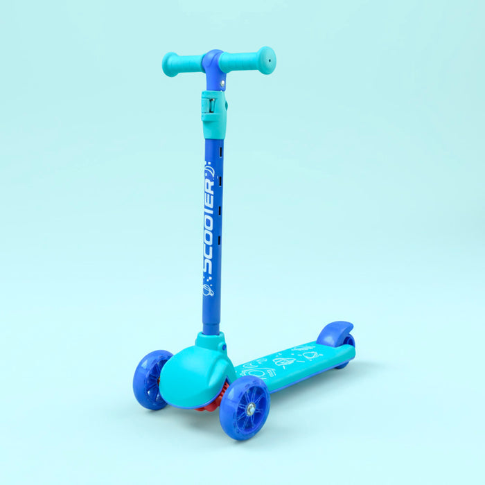 Scooter infantil Pedalcity Space Blue celeste vista en ángulo