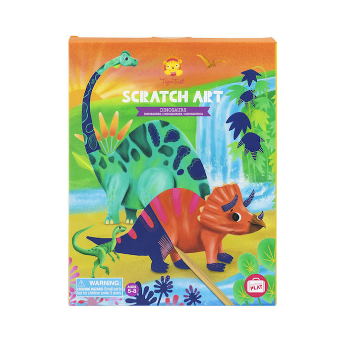 Set de arte para raspar Dinosaurios Tiger Tribe en su caja