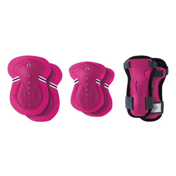 Set de protecciones junior Globber fucsia: rodilleras, coderas y muñequeras
