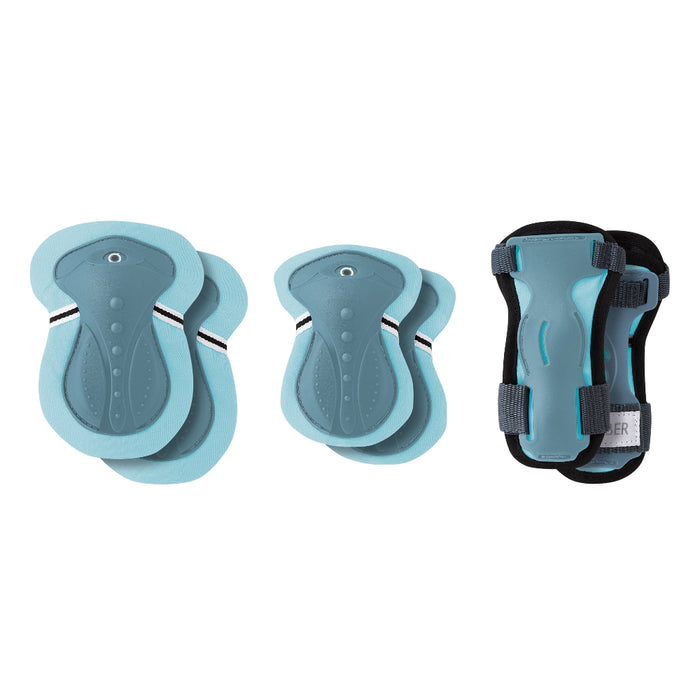 Set de protecciones junior Globber celeste: rodilleras, coderas y muñequeras