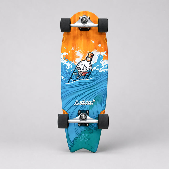 Skate surf Ballden Botella de mar de 9,8 pulgadas, gráfica de una botella entre las olas