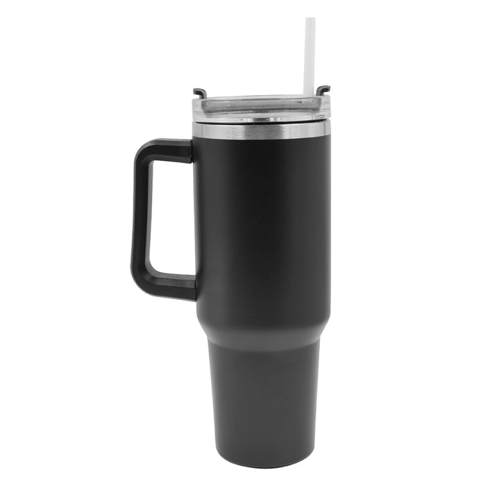 Vaso térmico negro con manilla y bombilla