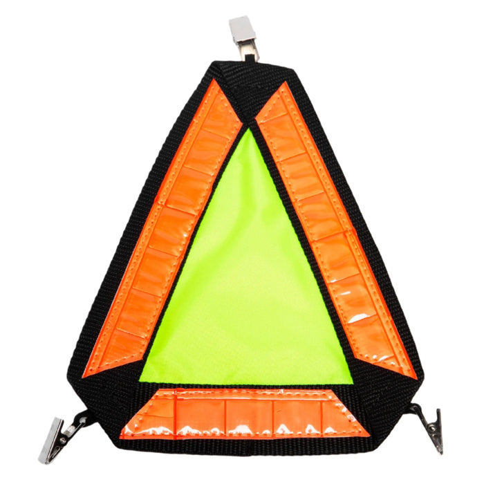 Triángulo reflectante OnWheels amarillo y naranjo con pinzas
