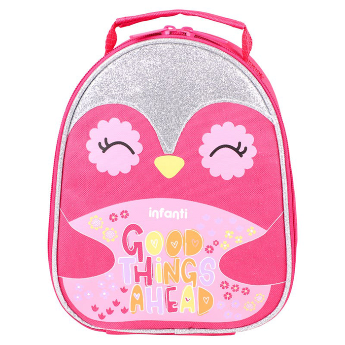 Lonchera infantil Infanti Pingüino rosada vista frontal