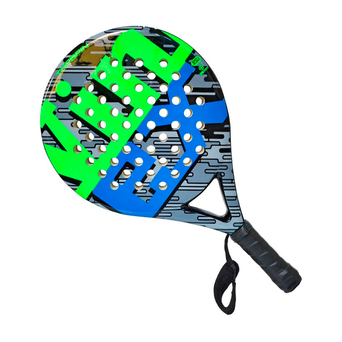 Pala de pádel Vinex Effect de fibra de vidrio verde y azul