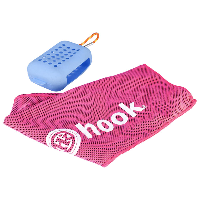 Toalla de microfibra deportiva Hook rosada con su estuche