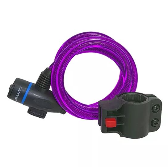 Cadena espiral de 10 x 1200 mm morada con llave y soporte