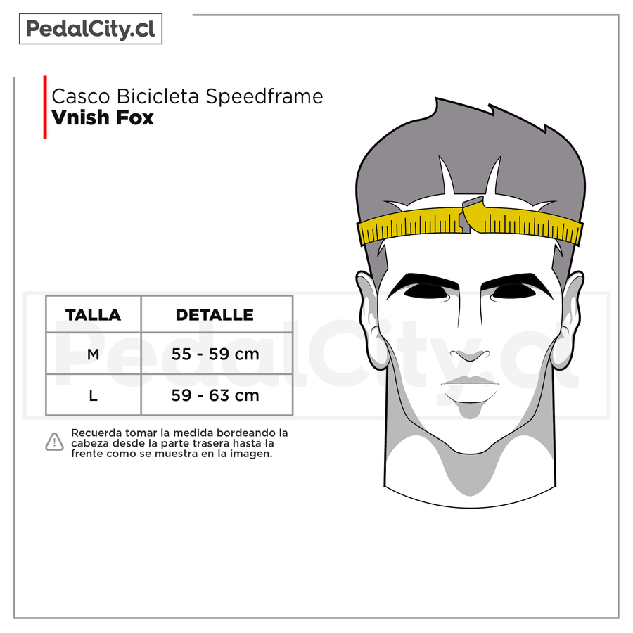 Tabla de tallas del casco Fox Speedframe Vnish: M 55-59 cm y L 59-63 cm