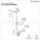 Scooter 3 ruedas Asiento Pedalcity Cangrejo plegable rosado