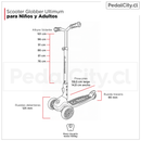 Medidas del scooter Globber Ultimum: altura del manillar, plataforma y ruedas de 125 y 90 mm