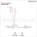 Medidas del scooter Globber Flow Rider: manillar de 93 a 103 cm y ruedas de 180 y 145 mm