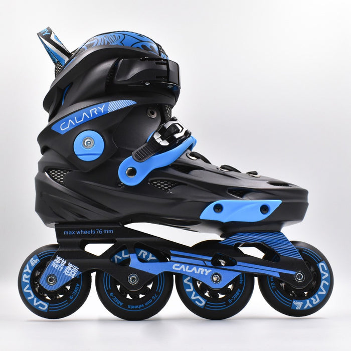 Patín freeskate Calary C9 negro y azul, vista lateral