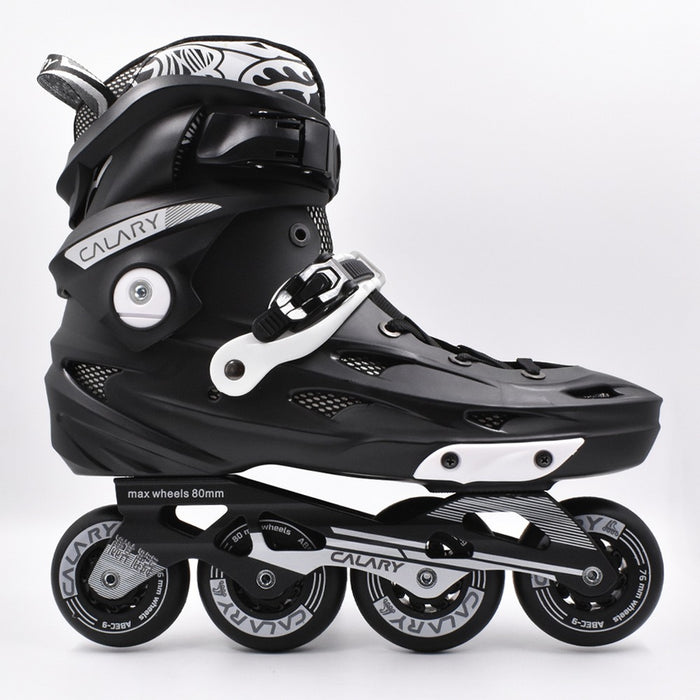 Patín freeskate Calary C9 negro y blanco, vista lateral