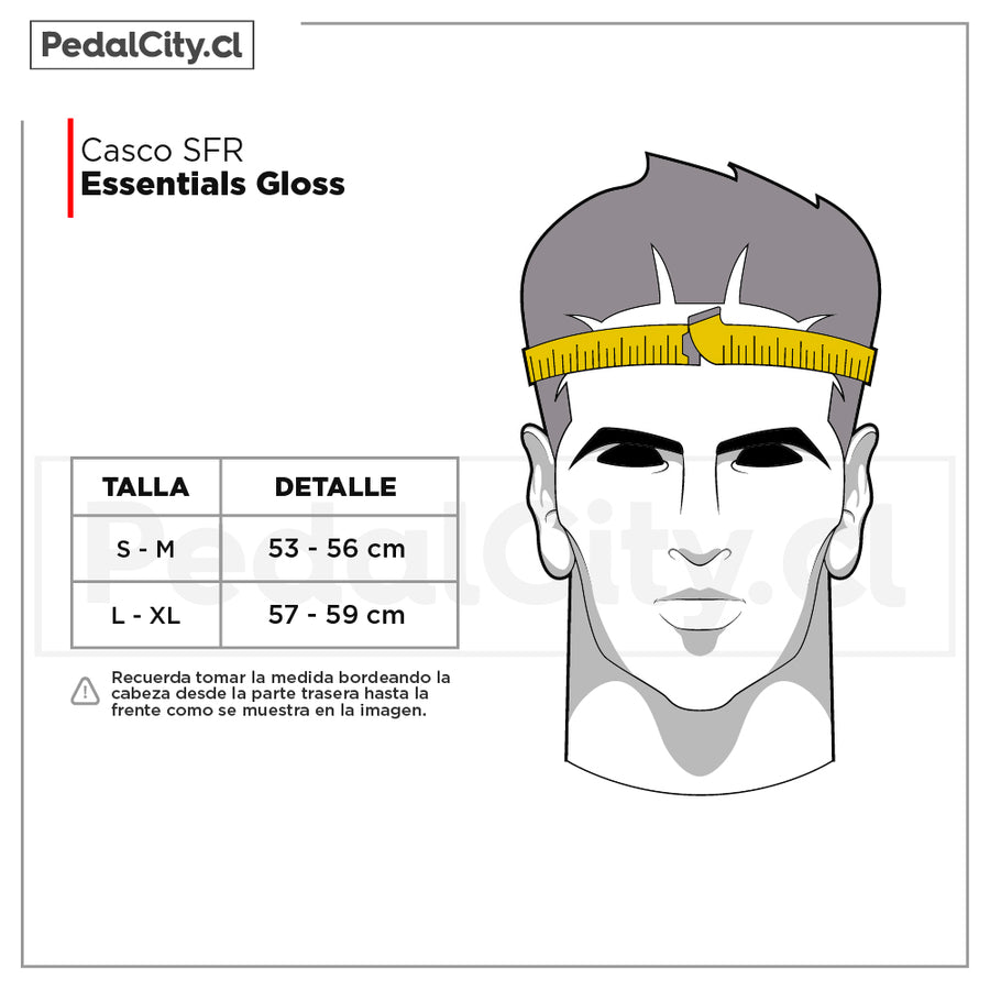 Tabla de tallas del casco SFR Essentials Gloss: S-M 53-56 cm y L-XL 57-59 cm