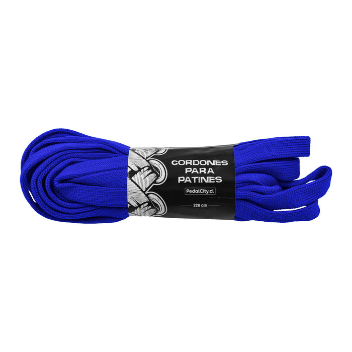 Cordones azules para patines Pedalcity en su empaque