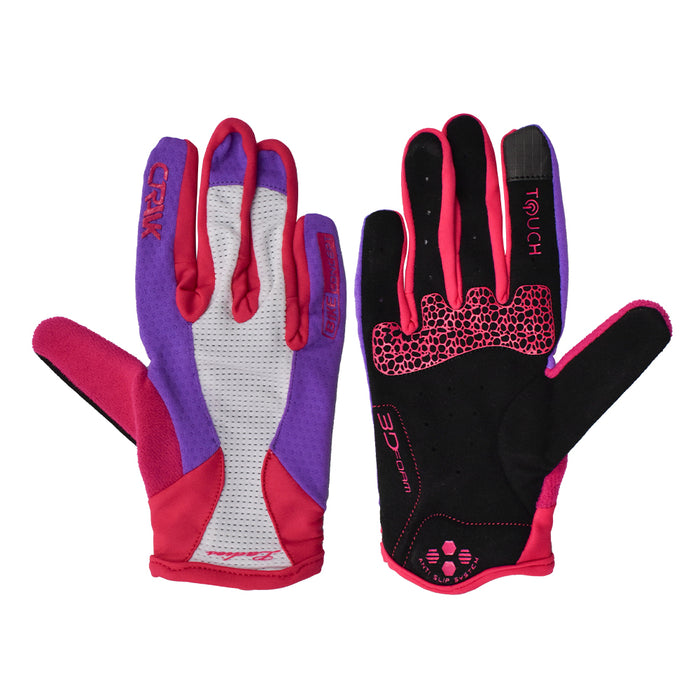 Par de guantes largos Crank Ladies rosados y morados