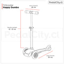 Scooter Infantil Ajustable Happy  3 Ruedas con Luces LED Pink