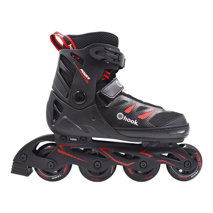 Patín en línea Hook Power-X negro y rojo, vista lateral