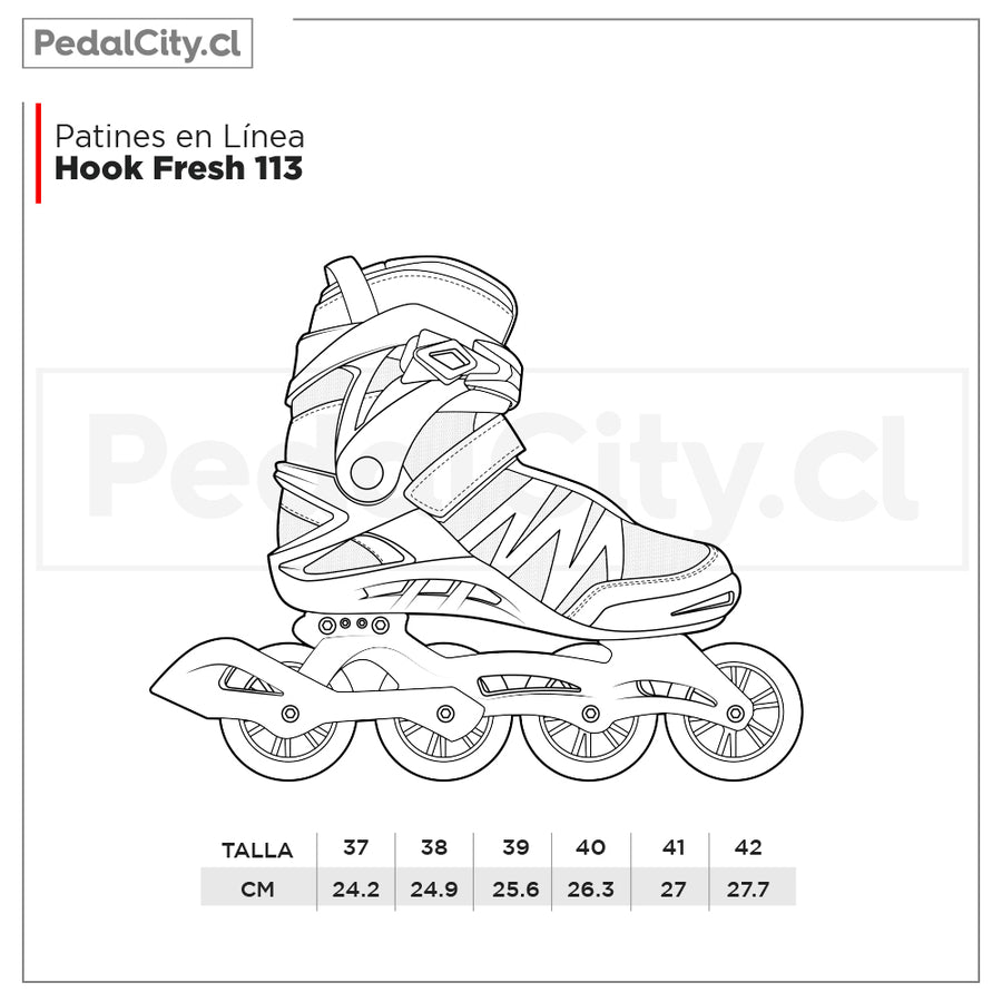 Tabla de tallas patines en línea Hook Fresh 113: 37 a 42