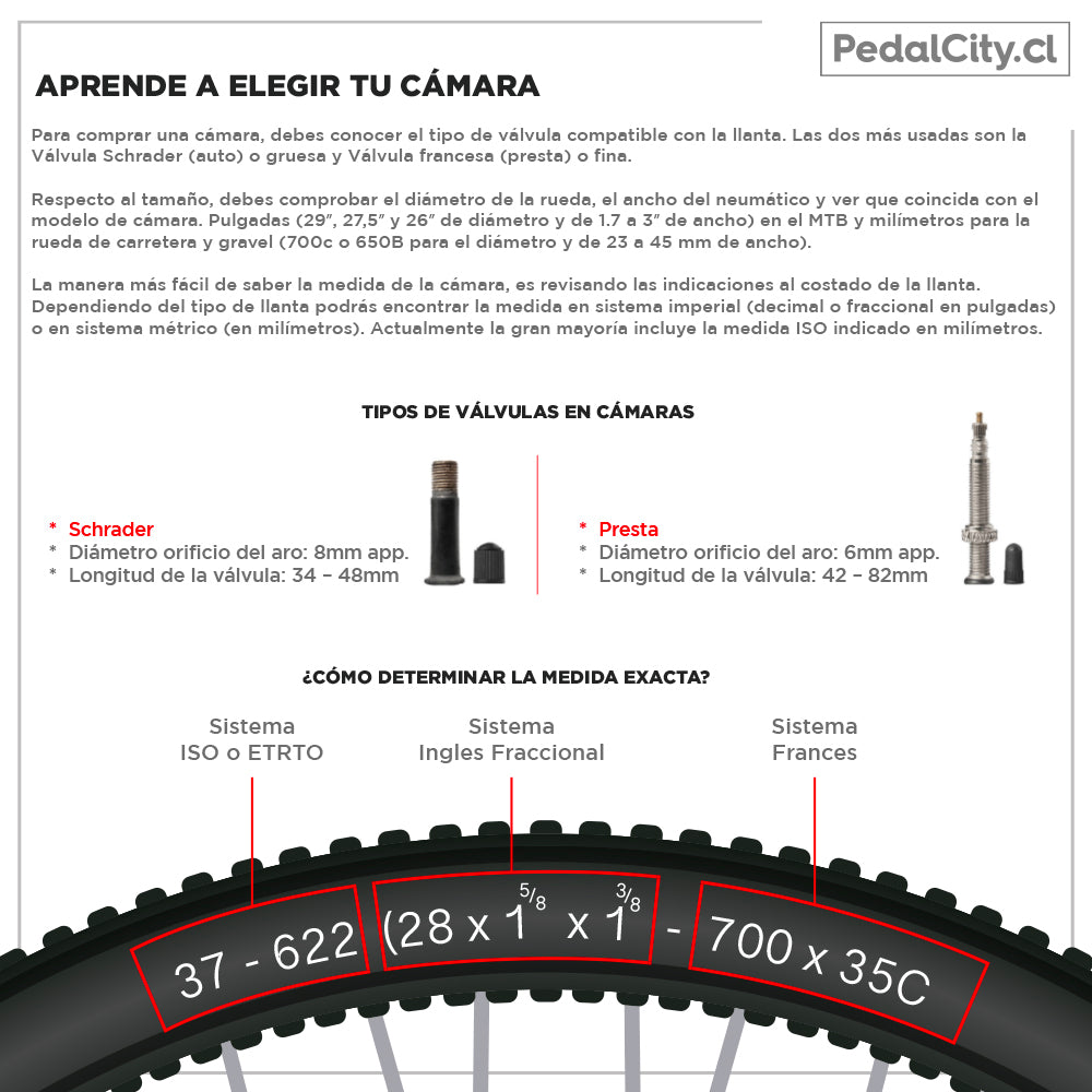 Cámara bicicleta de ruta Aro 700 x 18 a 25C 48mm