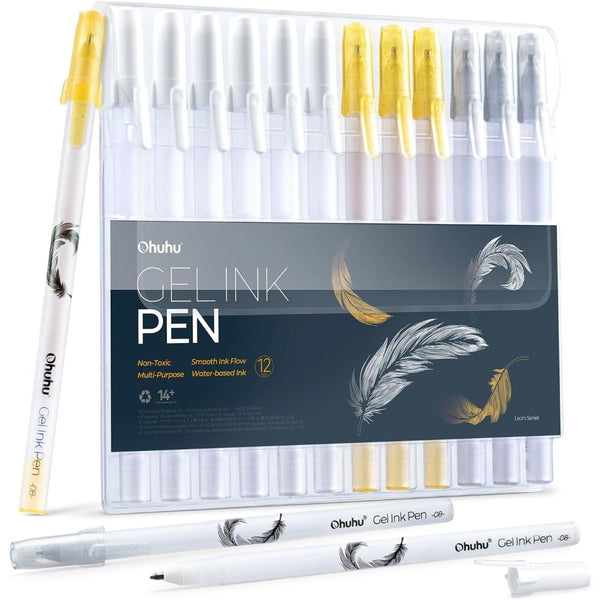 Ohuhu Gold Silver White Gel Pens 12 pack