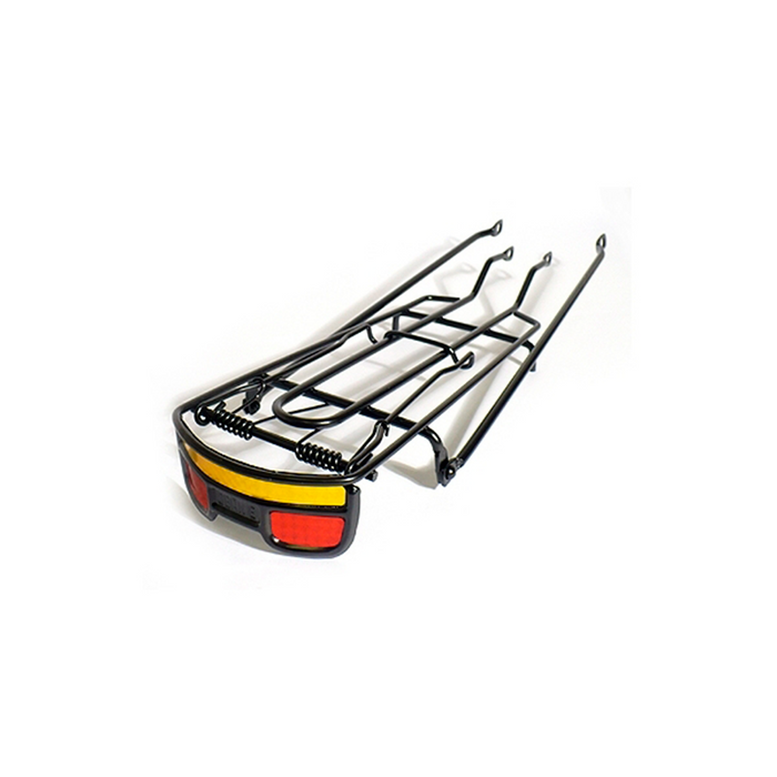 Parrilla trasera TW negra para bicicleta con reflectante
