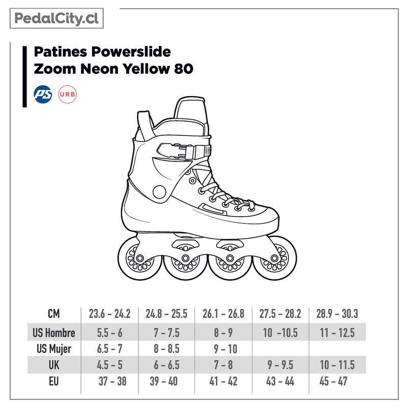 Patines Powerslide Zoom Neon Yellow 80