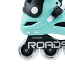 Detalle del chasis de aluminio de 4 ruedas de 80 mm del patín RoadShow RS300 verde
