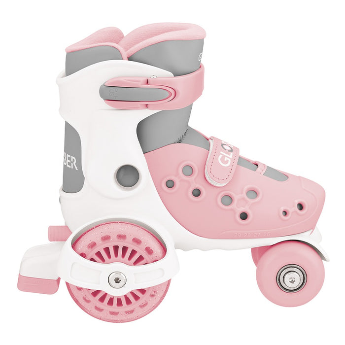Patín quad infantil ajustable Globber Pastel Pink, vista lateral