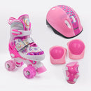 Set de patines quad infantiles Hook Mariposas con ruedas LED, casco y protecciones rosados