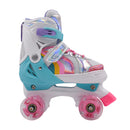 Patines Quad infantiles Rosa Arcoíris Led