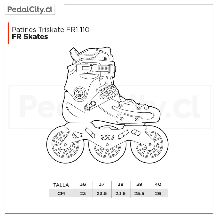 Tabla de tallas patines triskate FR1 110