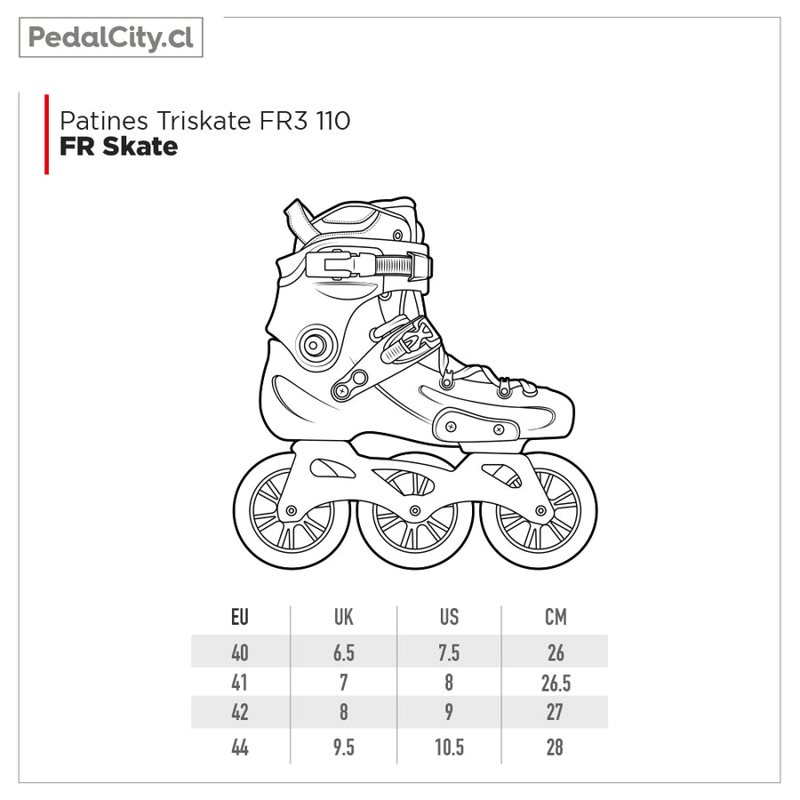 Tabla de tallas patines triskate FR3