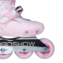 Detalle del chasis y las ruedas del patín RoadShow RSJ PRO rosado