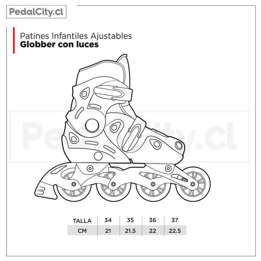 Tabla de tallas de los patines Globber Luces