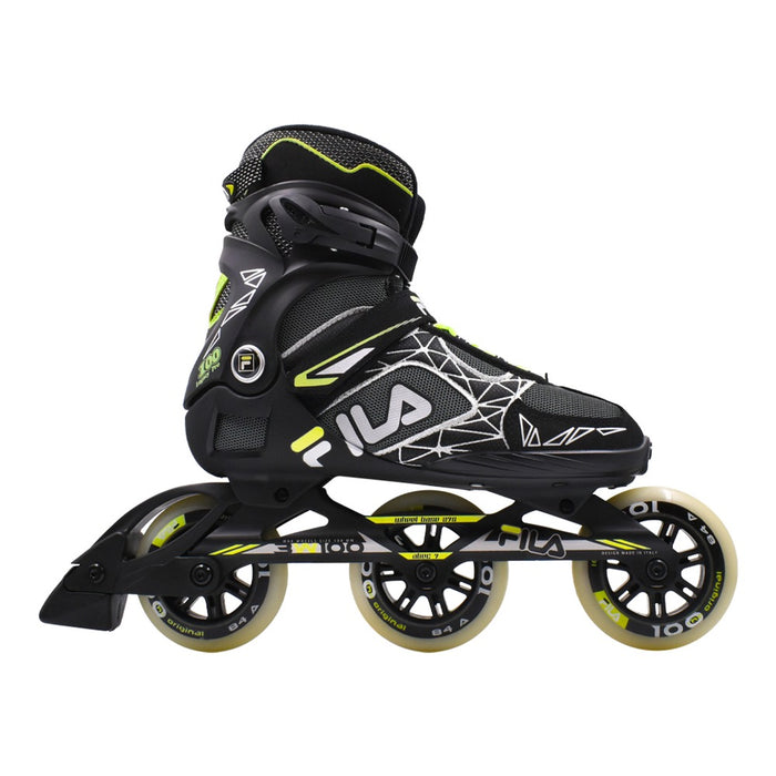 Patín triskate Fila Legacy Pro 100 negro y lima, vista lateral