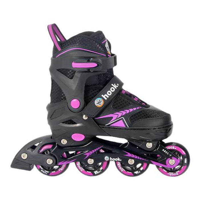 Patín en línea Hook Fitness negro y morado, vista lateral
