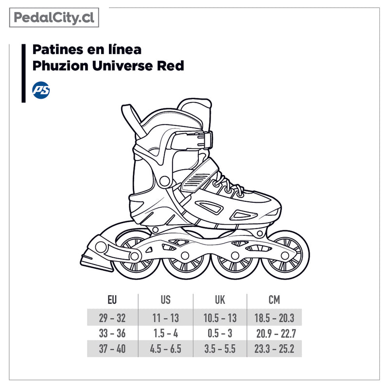 Patines en línea Phuzion Universe Red