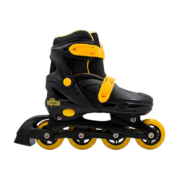 Patín en línea infantil ajustable OnWheels Black Yellow negro y amarillo, vista lateral
