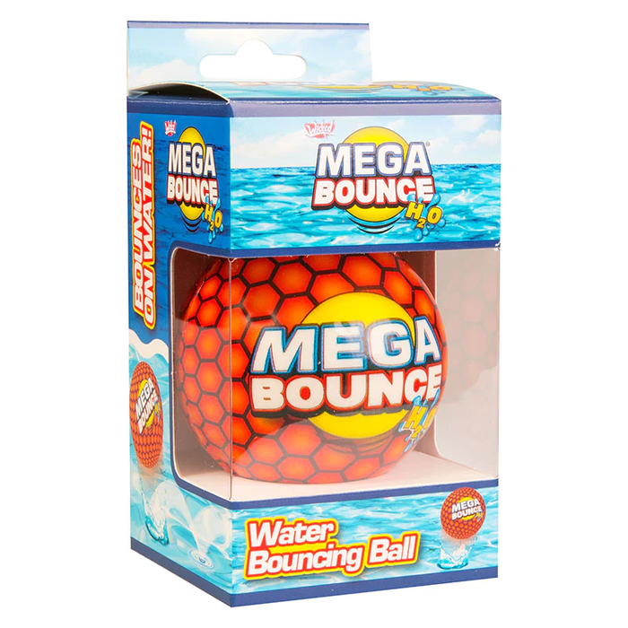 Pelota acuática de súper rebote Wicked Mega Bounce H2O naranja en su caja
