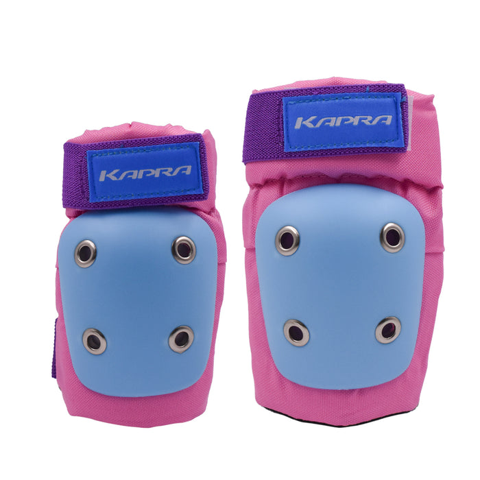Rodilleras y coderas infantiles Kapra celestes y rosadas