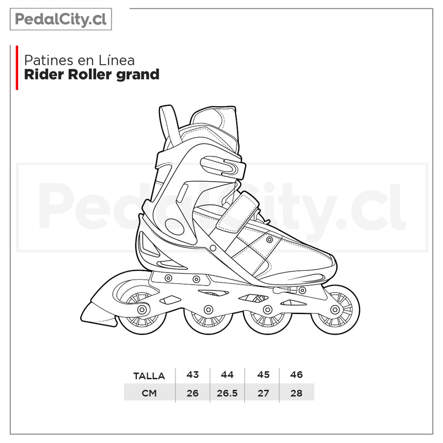 Tabla de tallas patines en línea Rider Roller Grand