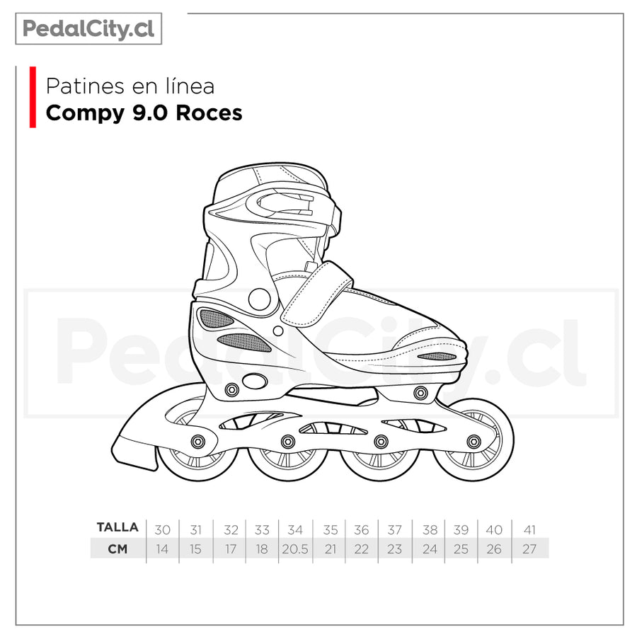 Tabla de tallas de los patines en línea Roces Compy