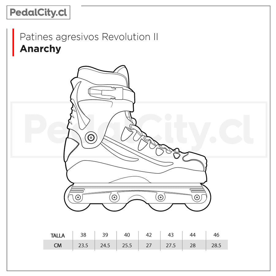 Tabla de tallas patines agresivos Anarchy Revolution II