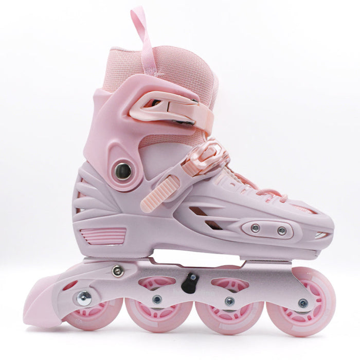 Patín en línea infantil ajustable Hook Pastel Pink con luces LED, vista lateral